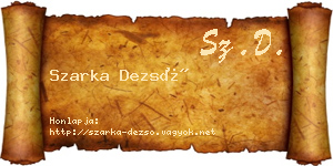 Szarka Dezső névjegykártya